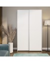 Armadio Nico 2 ante scorrevoli bianco 120x39x210 con ripiani e appendiabiti