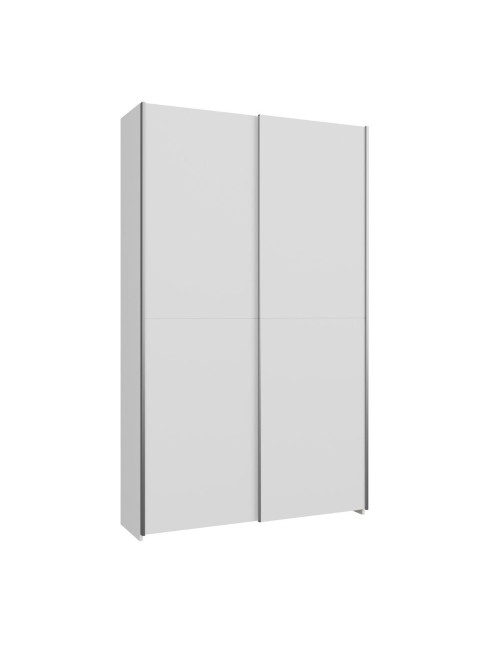Armadio Nico 2 ante scorrevoli bianco 120x39x210 con ripiani e appendiabiti