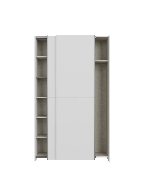 Armadio Nico 2 ante scorrevoli bianco 120x39x210 con ripiani e appendiabiti