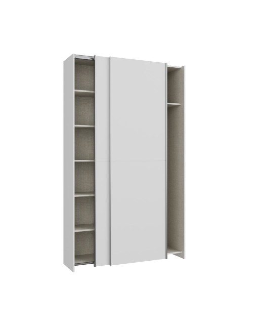 Armadio Nico 2 ante scorrevoli bianco 120x39x210 con ripiani e appendiabiti