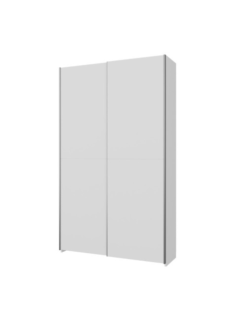 Armadio Nico 2 ante scorrevoli bianco 120x39x210 con ripiani e appendiabiti