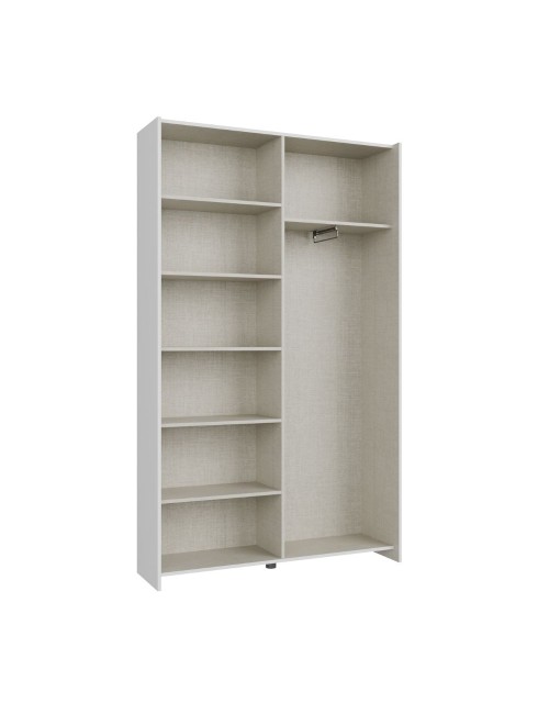 Armadio Nico 2 ante scorrevoli bianco 120x39x210 con ripiani e appendiabiti
