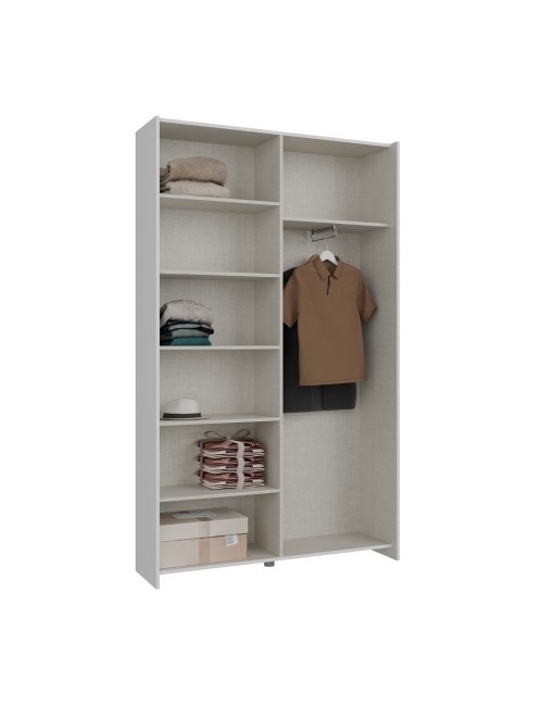 Armadio Nico 2 ante scorrevoli bianco 120x39x210 con ripiani e appendiabiti