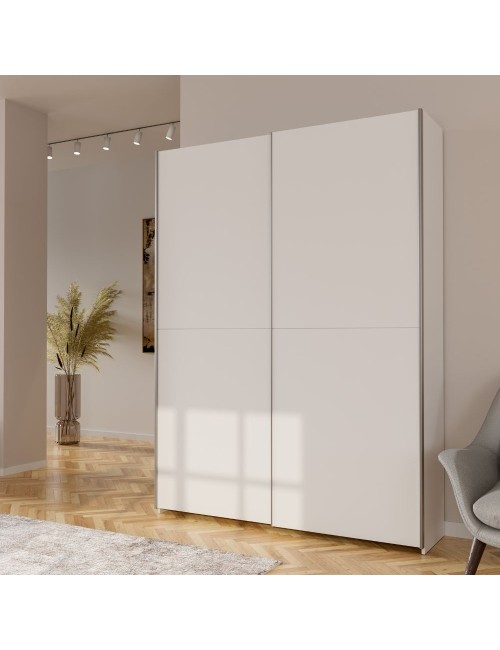 Armadio Nico 2 ante scorrevoli bianco 150x39x210 con ripiani e appendiabiti