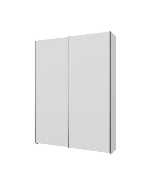 Armadio Nico 2 ante scorrevoli bianco 150x39x210 con ripiani e appendiabiti