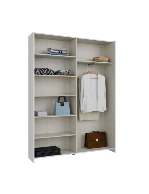 Armadio Nico 2 ante scorrevoli bianco 150x39x210 con ripiani e appendiabiti