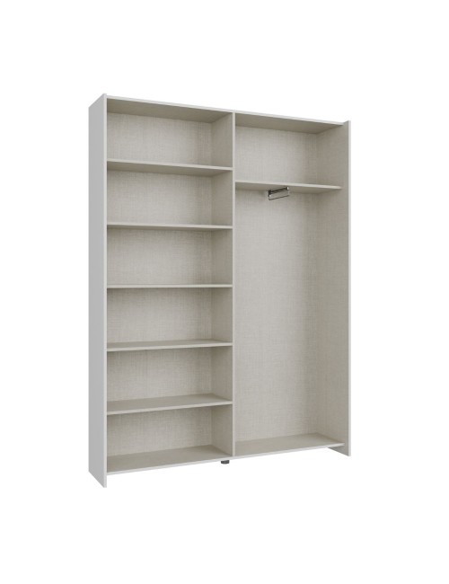 Armadio Nico 2 ante scorrevoli bianco 150x39x210 con ripiani e appendiabiti