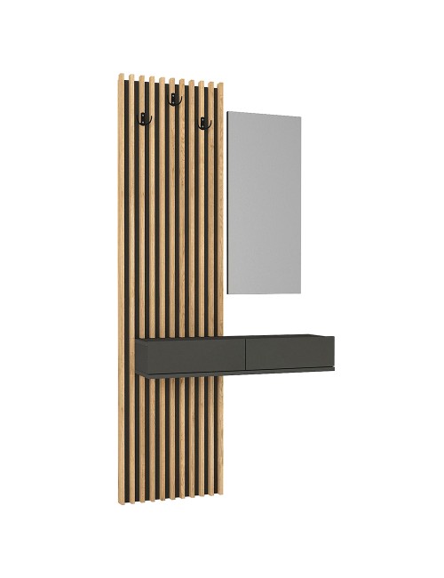 Mobile Ingresso Elois Antracite e Rovere con Specchio e Appendiabiti