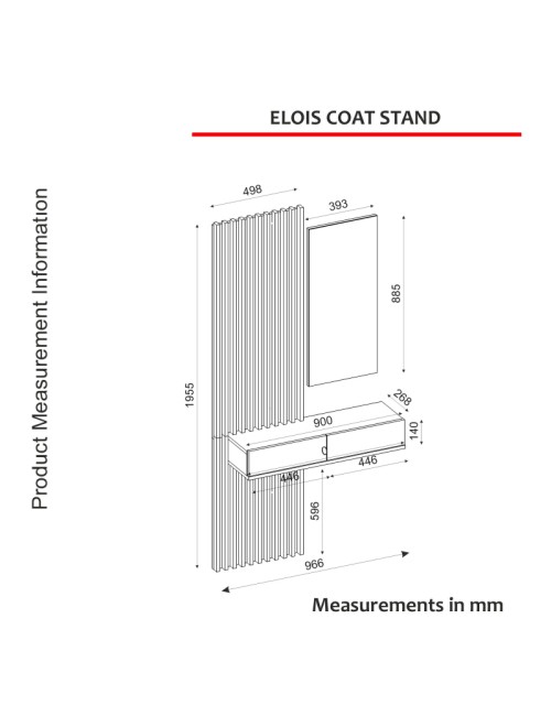 Mobile Ingresso Elois Antracite e Rovere con Specchio e Appendiabiti