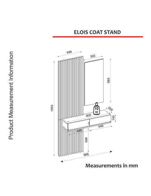 Mobile Ingresso Elois Antracite e Rovere con Specchio e Appendiabiti