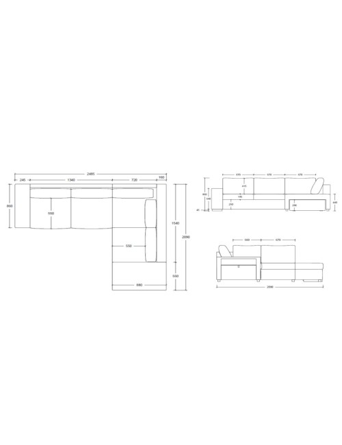 Divano Letto Angolare reversibile Jozzis grigio con funzione letto e bracciolo contenitore 248,5x209x90,5H