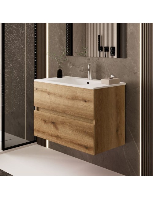Mobile bagno sospeso Sevilla rovere quercia 80x44.6x52H: eleganza e praticità per un bagno moderno