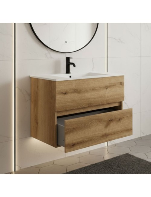 Mobile bagno sospeso Sevilla rovere quercia 80x44.6x52H: eleganza e praticità per un bagno moderno