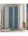 Armadio Angolare 5 Ante Bianco Consumato e Celeste con Ripiani e Appendiabiti – 233 cm