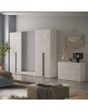 Camera da letto Aria con armadio bianco spatolato neve e letto contenitore Ascoli grigio