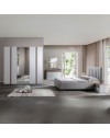 Camera da letto Amor bianco e grigio con armadio 6 ante specchiato e letto contenitore – Eleganza Moderna