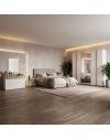 Camera da letto Amor bianco e rovere con armadio 6 ante specchiato e letto contenitore – Eleganza Moderna