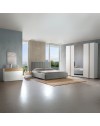 Camera da letto Amor bianco e rovere con armadio 6 ante specchiato e letto contenitore – Eleganza Moderna