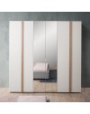 Camera da letto Amor bianco e rovere con armadio 6 ante specchiato e letto contenitore – Eleganza Moderna