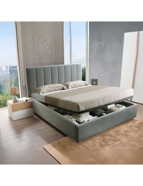 Camera da letto Amor bianco e rovere con armadio 6 ante specchiato e letto contenitore – Eleganza Moderna