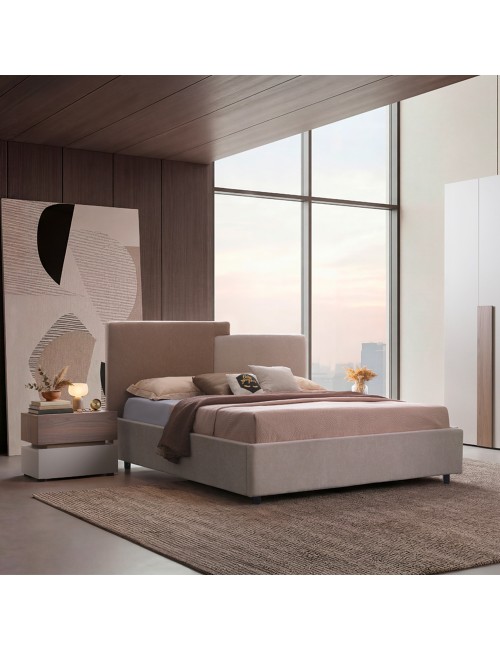 Camera da Letto Malena con Letto Contenitore e Armadio 6 Ante Grigio Chiaro e Vanguard