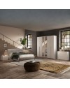 Camera da letto completa con armadio 6 ante con specchio e letto matrimoniale tortora Michela