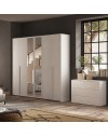 Camera da letto completa con armadio 6 ante con specchio e letto matrimoniale tortora Michela