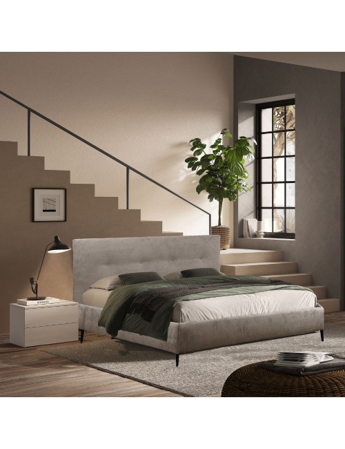 Camera da letto completa con armadio 6 ante con specchio e letto matrimoniale tortora Michela