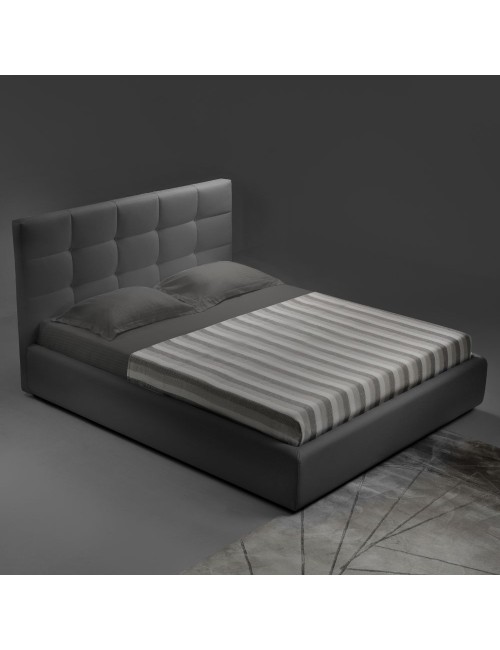Camera da letto Tania grigio e talco armadio scorrevole con specchi e letto contenitore Napoli