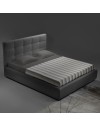 Camera da letto Tania grigio e talco armadio scorrevole con specchi e letto contenitore Napoli