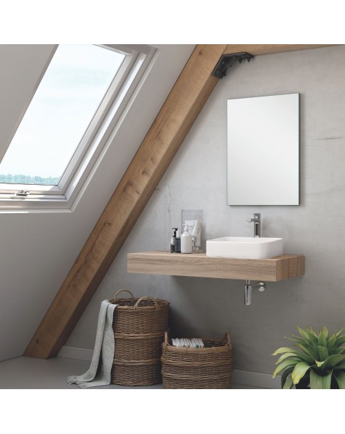 Mobile bagno sospeso con lavabo Ely da appoggio rovere Cambrian 120x45x12H