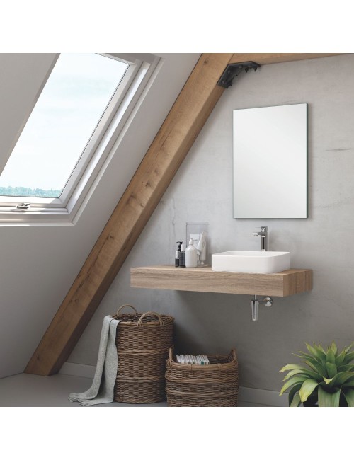 Mobile bagno sospeso con lavabo Ely da appoggio rovere Cambrian 120x45x12H