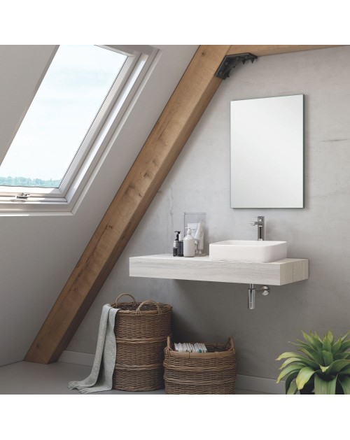 Mobile bagno sospeso con lavabo Ely da appoggio grigio ghiaccio 120x45x12H