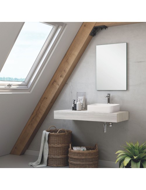 Mobile bagno sospeso con lavabo Ely da appoggio grigio ghiaccio 120x45x12H