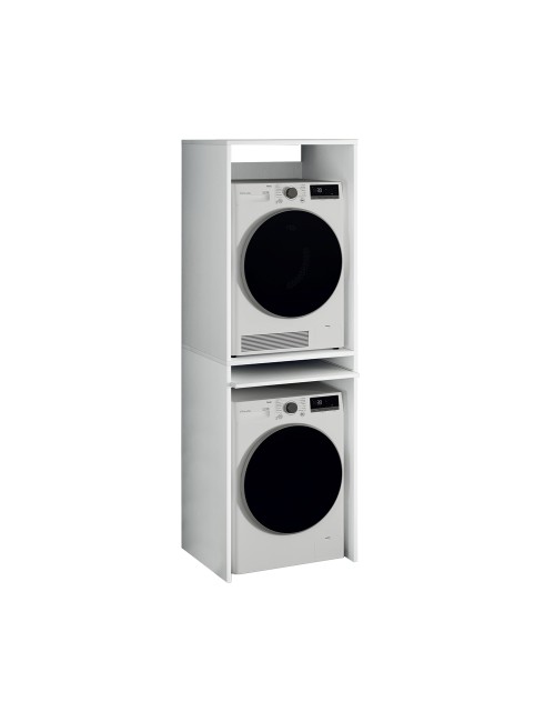Colonna lavanderia coprilavatrice e copriasciugatrice 71x65x210 cm bianco frassinato con ripiano estraibile