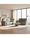 Set divani recliner elettrici Velveta 3 posti + 2 posti tessuto grigio