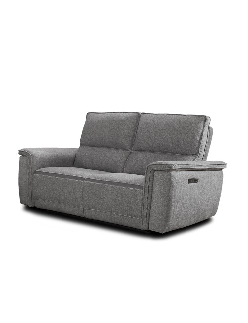 Set divani recliner elettrici Velveta 3 posti + 2 posti tessuto grigio