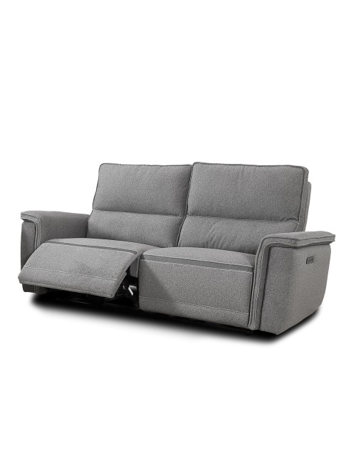 Set divani recliner elettrici Velveta 3 posti + 2 posti tessuto grigio