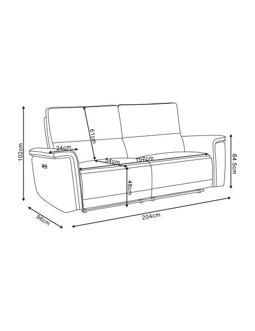 Set divani recliner elettrici Velveta 3 posti + 2 posti tessuto grigio