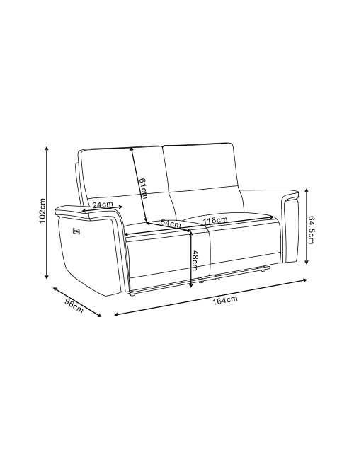 Set divani recliner elettrici Velveta 3 posti + 2 posti tessuto grigio