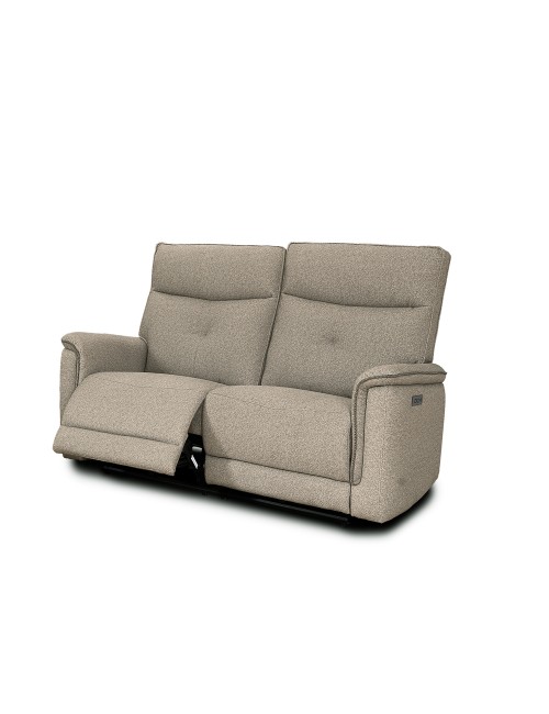 Set divani recliner elettrici Elysio divano 3 posti + divano 2 posti + poltrona recliner tessuto sabbia