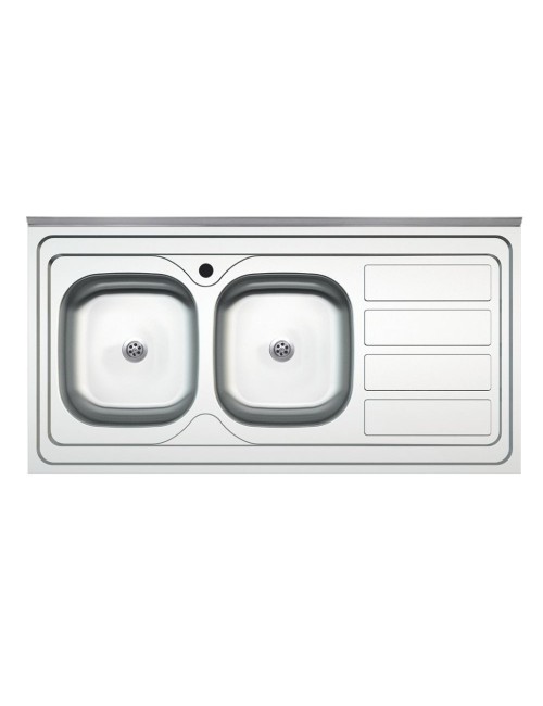 Lavello cucina da appoggio 120x60 due vasche con gocciolatoio destro SA46DX