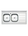 Lavello cucina da appoggio 120x60 due vasche con gocciolatoio destro SA46DX