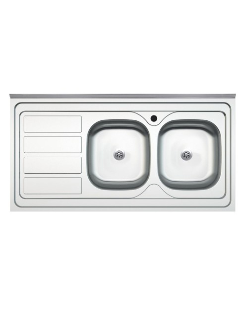 Lavello cucina da appoggio 120x60 due vasche con gocciolatoio sinistro SA46SX