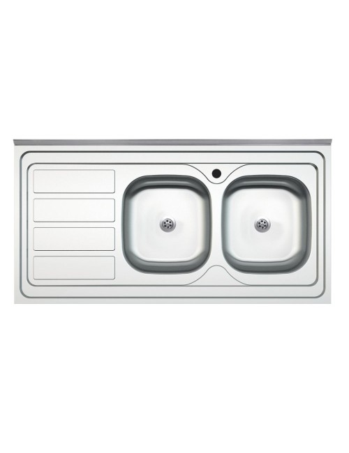 Lavello cucina da appoggio 120x60 due vasche con gocciolatoio sinistro SA46SX