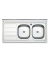 Lavello cucina da appoggio 120x60 due vasche con gocciolatoio sinistro SA46SX