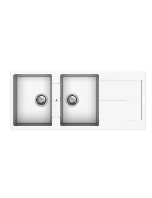 Lavello cucina 2 vasche e gocciolatoio bianco 116x50 Enigma D200