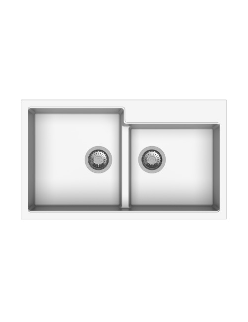Lavello cucina 2 vasche bianco 86x50 TipToe N200