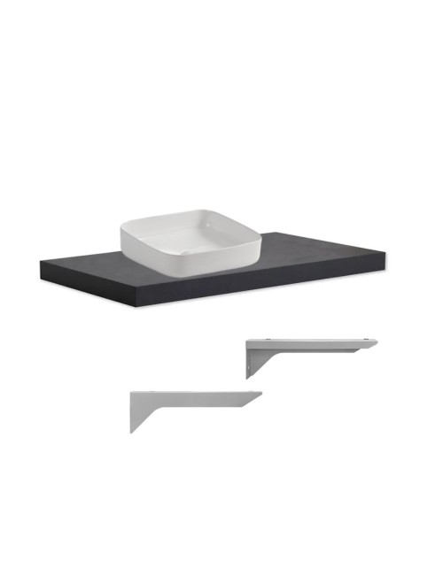 Mensolone da bagno antracite 100x47 con lavabo da appoggio bianco: minimalismo e funzionalità per un bagno moderno