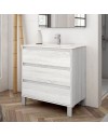 Mobile bagno Bolton colore rovere grigio ghiaccio 80x45x84H con 3 cassetti: design moderno e funzionalità senza compromessi